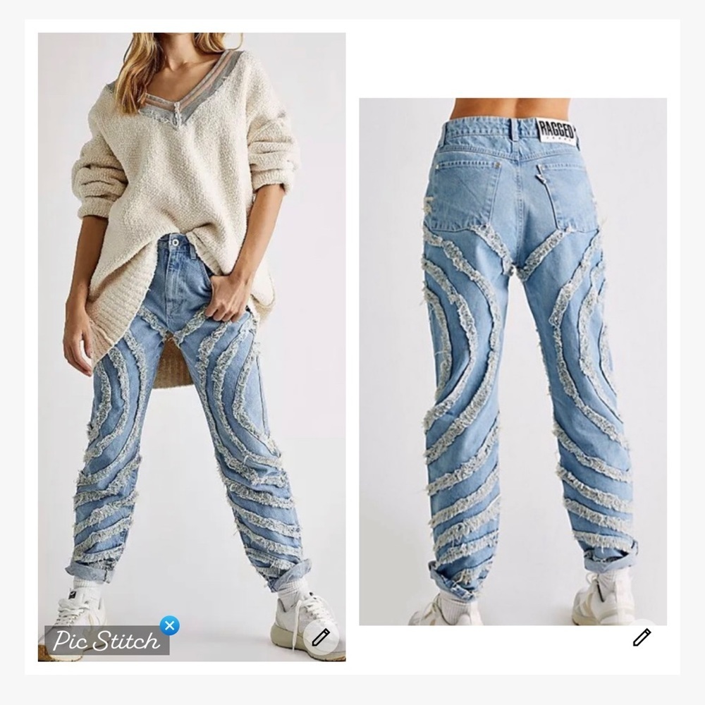 The Ragged Priest Light Blue Distressed High-Rise Gaze Jeans